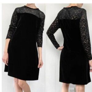 Jacqueline Ferrar Velvet Dress Womens 14P Black Whimsigoth Dark Feminine Witchy